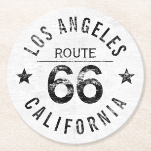 Los Angeles California Route 66 Underlägg Papper Rund