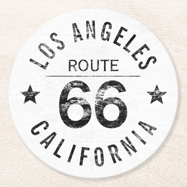 Los Angeles California Route 66 Underlägg Papper Rund (Framsidan)