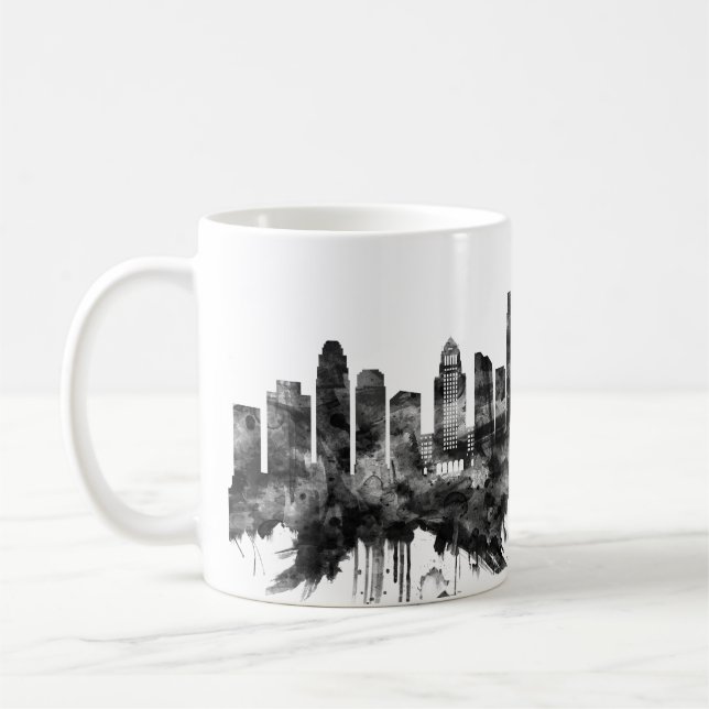 Los Angeles California Skyline BW Kaffemugg (Vänster)
