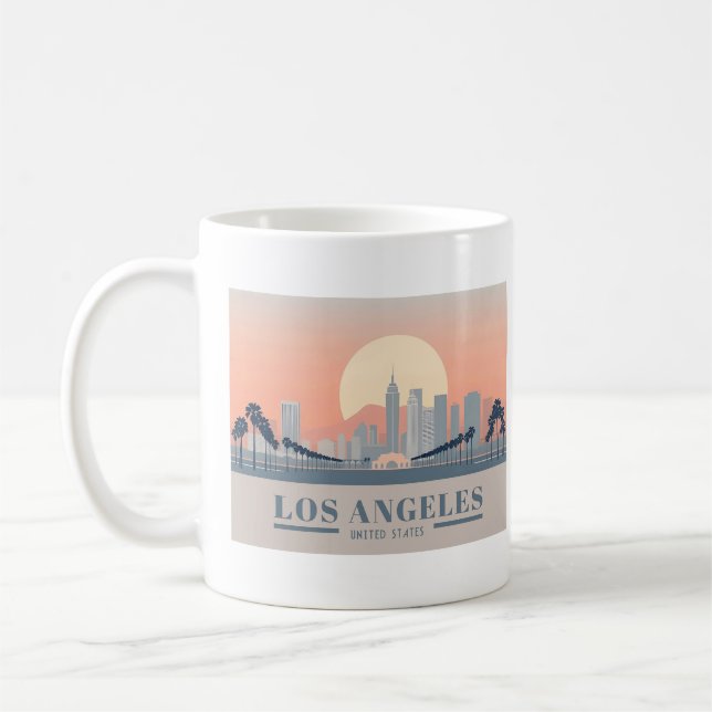 Los Angeles California Skyline Pastel Travel Kaffemugg (Vänster)