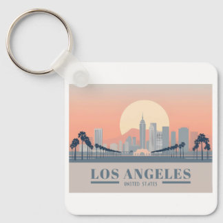 Los Angeles California Skyline Pastel Travel Nyckelring
