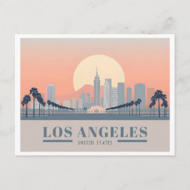 Los Angeles California Skyline Pastel Travel Vykort