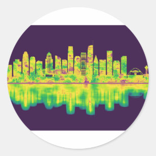 Los Angeles California Skyline Runt Klistermärke
