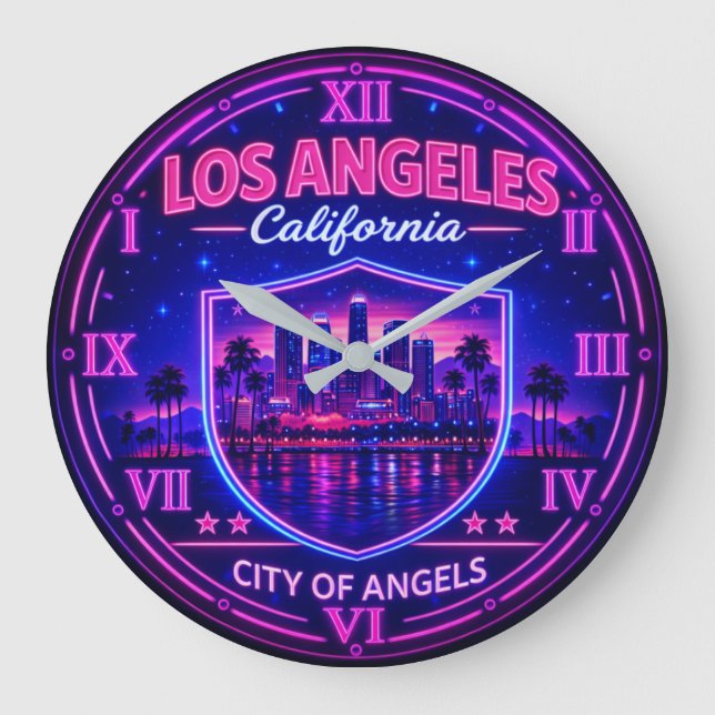 Los Angeles California Skyline Stor Klocka (Framsida)