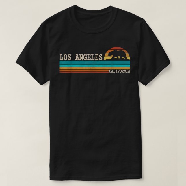 Los Angeles California State Bear Retro Sunset T Shirt (Design framsida)
