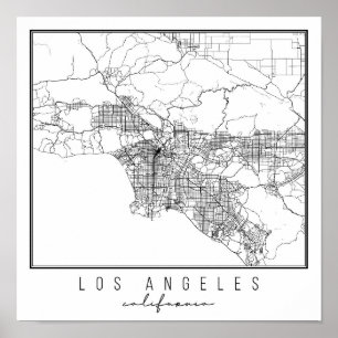 Los Angeles California Street Karta Poster