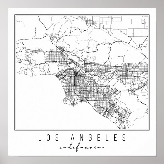 Los Angeles California Street Karta Poster (Framsidan)