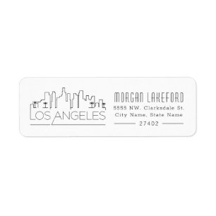 Los Angeles, California Stylized Skyline Returadress Etikett