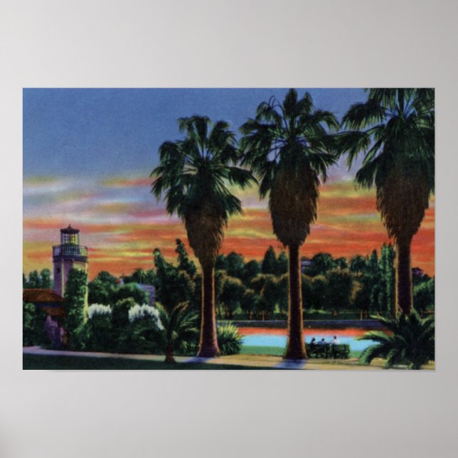 Los Angeles California Sunset i Echo Park Poster (Framsidan)