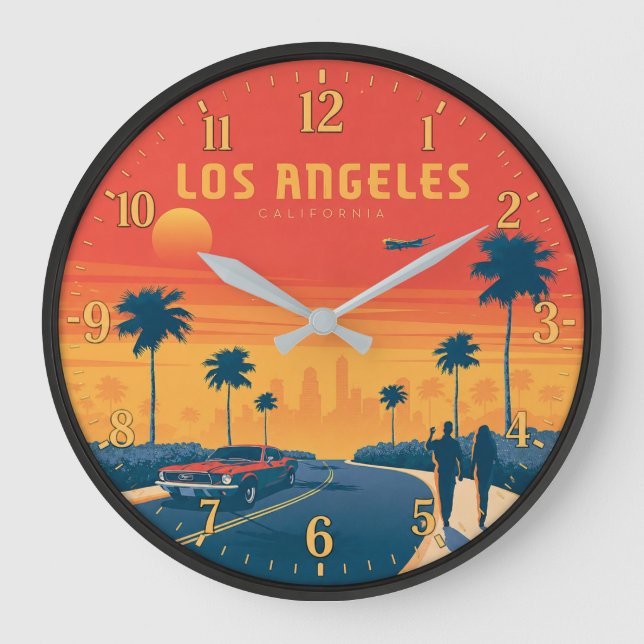 Los Angeles California Sunset Stor Klocka (Framsida)