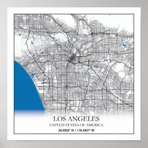 Los Angeles California USA Travel City Karta Poster