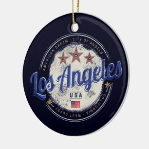 Los Angeles California USA Vintage Väster Kusten Julgransprydnad Keramik