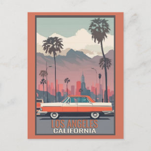 Los Angeles California Vintage bil Travel Vykort