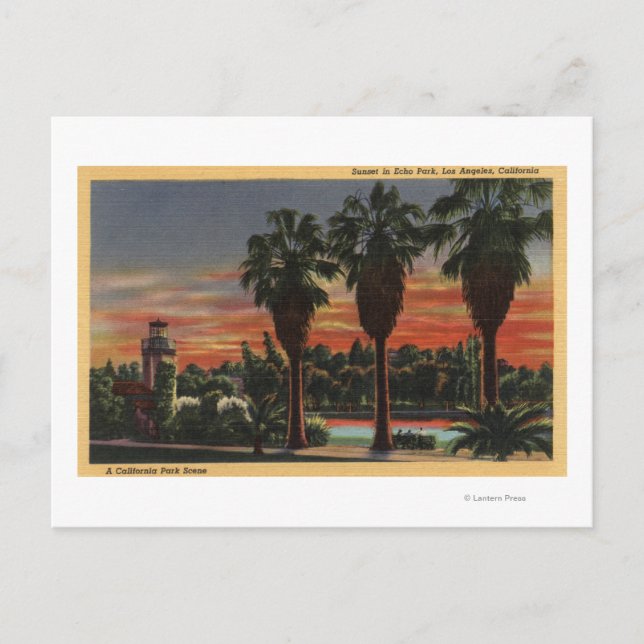 Los Angeles, CaliforniaSunset i Echo Park Vykort (Framsida)