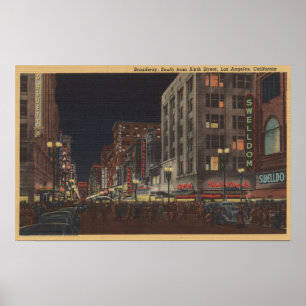 Los Angeles, CASouth View Broadway från 6e Poster