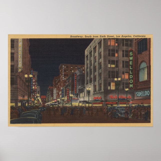 Los Angeles, CASouth View Broadway från 6e Poster (Framsidan)