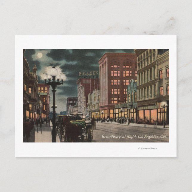 Los Angeles, CAStreet View of Broadway på Vykort (Framsida)