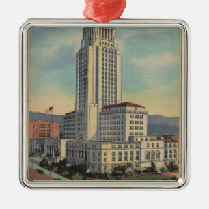 Los Angeles CAView av stadshuset och kabelbilen Julgransprydnad Metall