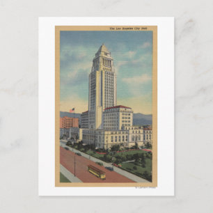 Los Angeles, CAView of City Hall och Cable Car Vykort