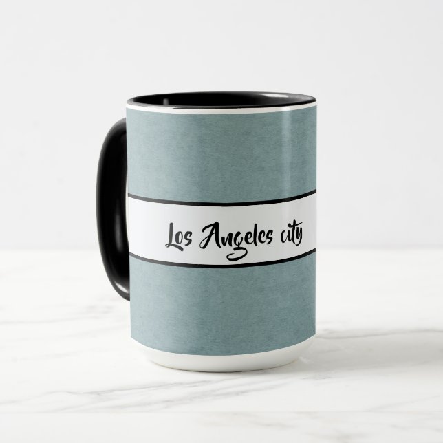 Los Angeles City Elegant Black Grått Ringer 15oz Mugg (Framsida vänster)