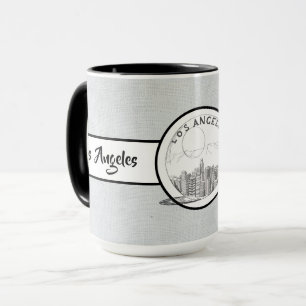 Los Angeles City Elegant linen Ringer 15oz Mugg