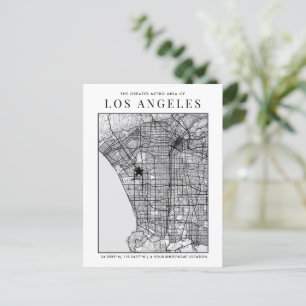 Los Angeles City Karta + Location Marker Vykort
