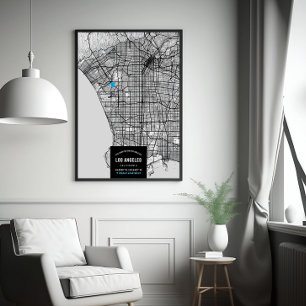 Los Angeles City Karta + markera din plats Poster