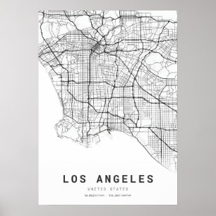 Los Angeles City Karta Poster
