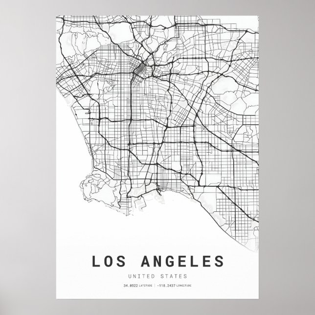 Los Angeles City Karta Poster (Framsidan)