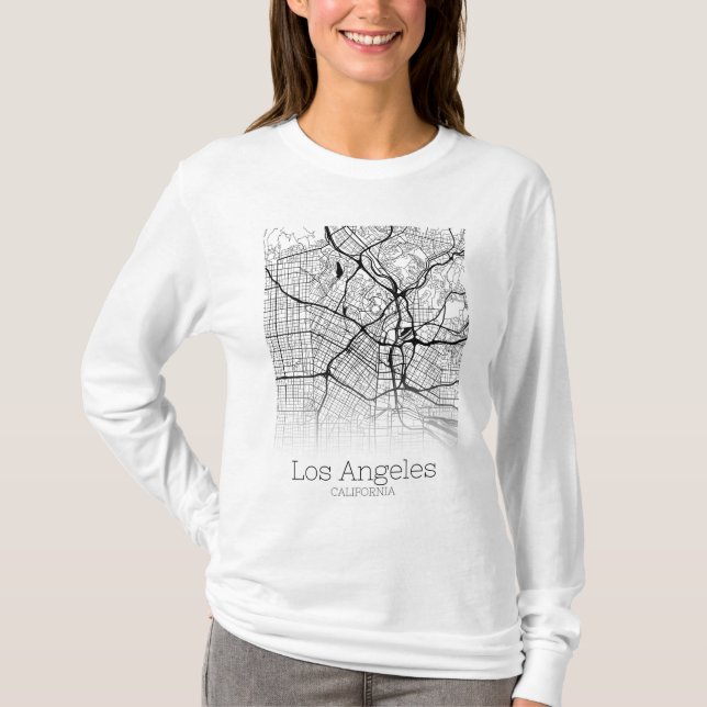 Los Angeles City Karta T Shirt (Framsida)