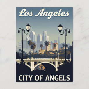 Los Angeles City of Angels Vintagekonst Vykort