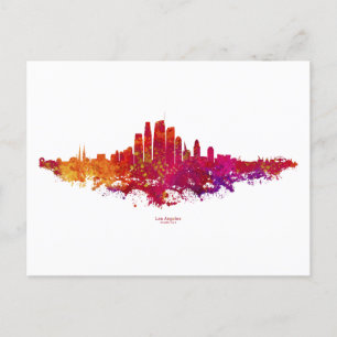 Los Angeles City Skyline Colorful Vykort