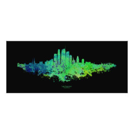 Los Angeles City Skyline - Lime Green Blue Fototryck