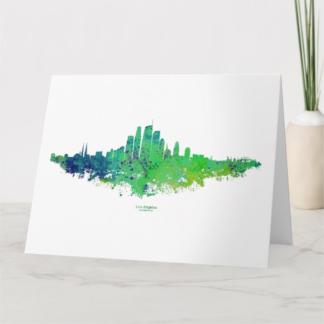Los Angeles City Skyline - Lime Green Blue Tack Kort (Framsida)