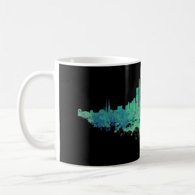 Los Angeles City Skyline - Mint Grönt Kaffemugg (Vänster)