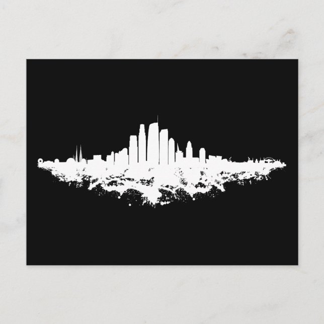 Los Angeles City Skyline Watercolor Vykort (Framsida)