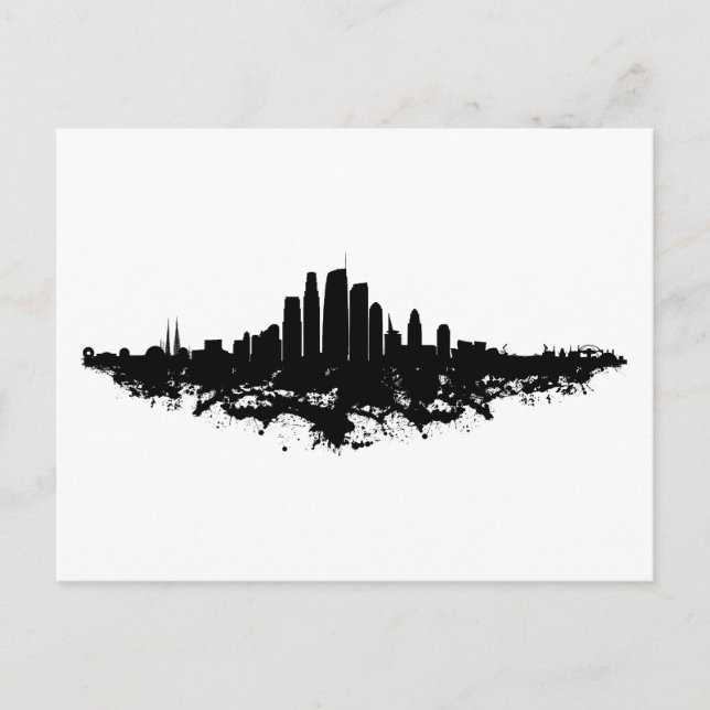 Los Angeles City Skyline Watercolor Vykort (Framsida)