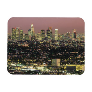 Los Angeles Cityscape på natten Magnet