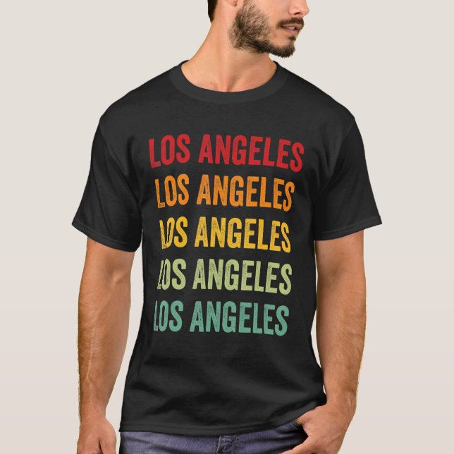 Los Angeles County California Rainbow Text Design T Shirt (Framsida)