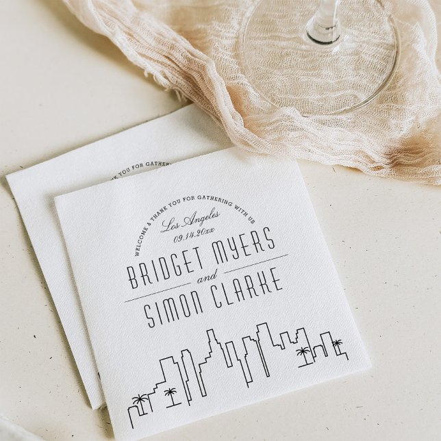 Los Angeles Deco Skyline | Bröllop Event Napkins Pappersservett (Skapare uppladdad)