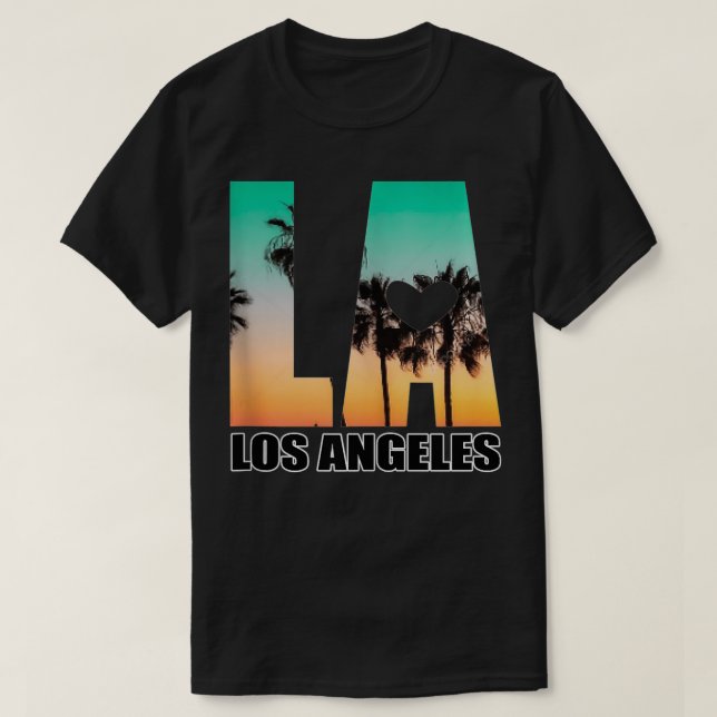 Los Angeles design LA Handflatan Träd Sunset Boule T Shirt (Design framsida)