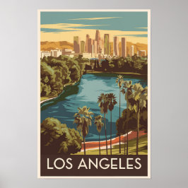 Los Angeles Echo Park Lake Resa Konst Vintage Poster