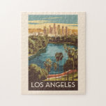 Los Angeles Echo Park Sjö Travel Art Vintage Pussel<br><div class="desc">Los Angeles retro-vektorresedesign. Los Angeles är en spridd stad i södra Kalifornien och centrum för landets film- och tv-industri.</div>