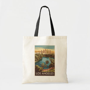 Los Angeles Echo Park Sjö Travel Art Vintage Tygkasse