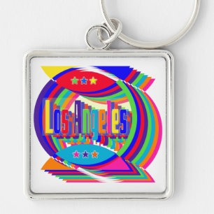 Los Angeles Färg Combo 2 Keychain Fyrkantig Silverfärgad Nyckelring