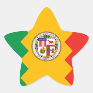 Los Angeles Flagga Stjärnformat Klistermärke