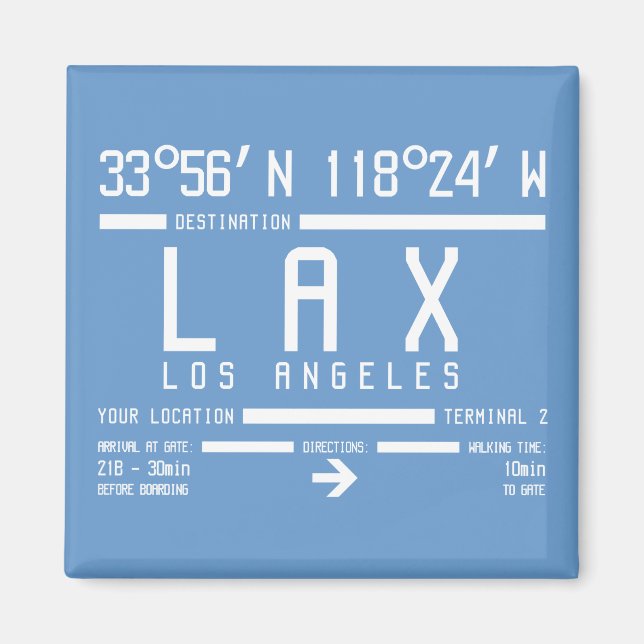 Los Angeles flygplatskod Magnet (Framsidan)