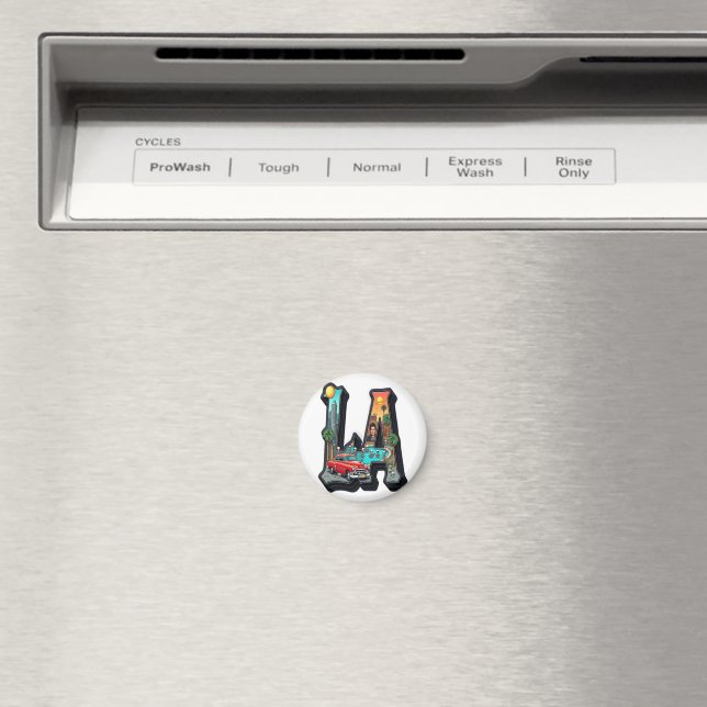 Los Angeles gotisk retro bil- och skelettdesign Magnet (In Situ (Dishwasher))