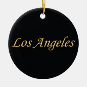 Los Angeles guld - på svart Julgransprydnad Keramik