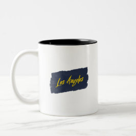 Los Angeles Handskriftlig Gult Typography Coffee Två-Tonad Mugg